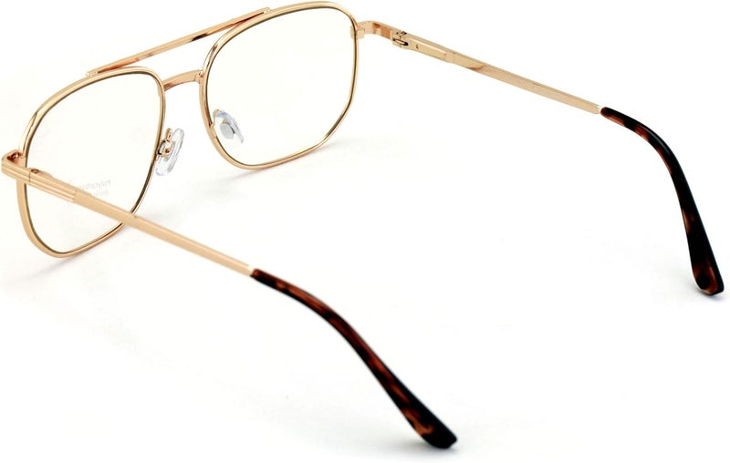 V.W.E. Metal Tear Drop Clear Len Glasses - Big Lens Spring Hinge Square Fashion Gold Gunmetal - Image 5