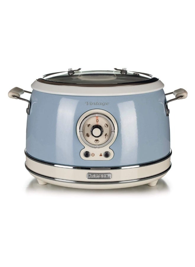 Ariete Vintage Electric Rice Cooker 3.8L Blue, 700W 5 Mode Cooker For Rice Steam Sauté And Slow Cooking - Image 2