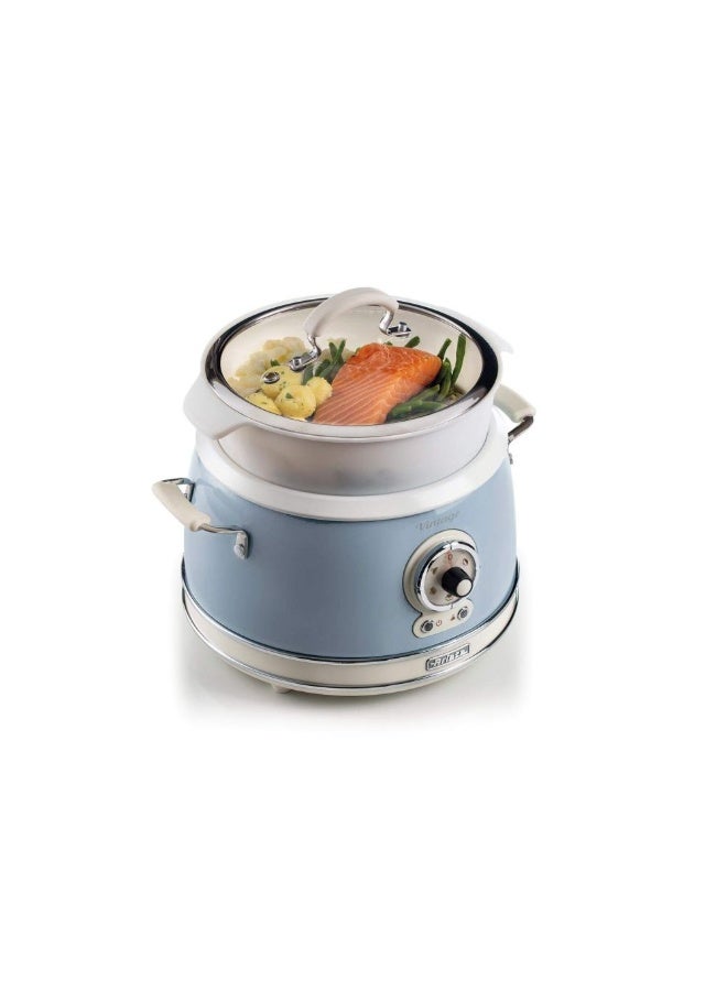 Ariete Vintage Electric Rice Cooker 3.8L Blue, 700W 5 Mode Cooker For Rice Steam Sauté And Slow Cooking - Image 3