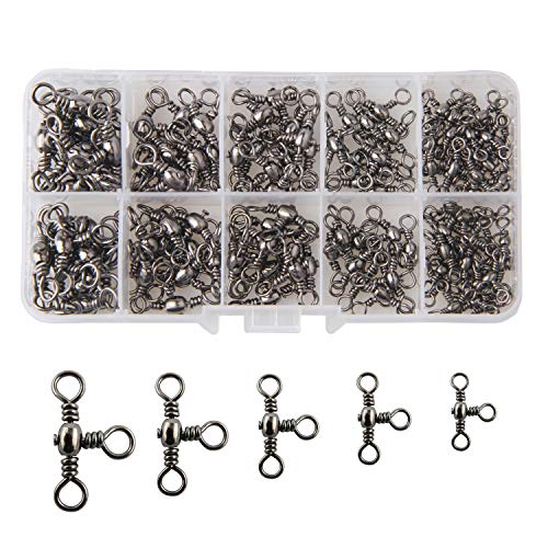 Shaddock Fishing 3 Way Swivels Fishing Kit 120pcs Heavy Duty Three Way Fishing Swivels Crossline Barrel Swivels Tackles T-Shape Fishing Line Connector Catfish Rig Triple Swivels for Saltwater Surf Fishing Rig - Image 1