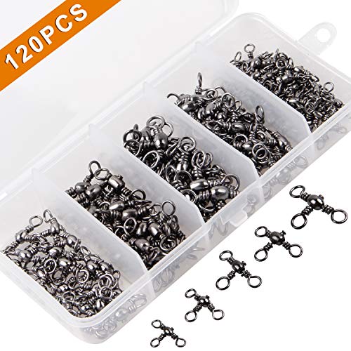 Shaddock Fishing 3 Way Swivels Fishing Kit 120pcs Heavy Duty Three Way Fishing Swivels Crossline Barrel Swivels Tackles T-Shape Fishing Line Connector Catfish Rig Triple Swivels for Saltwater Surf Fishing Rig - Image 4