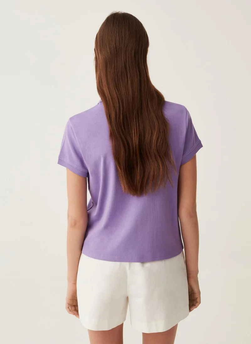 Ovs Ovs Solid Colour Cotton Polo Shirt