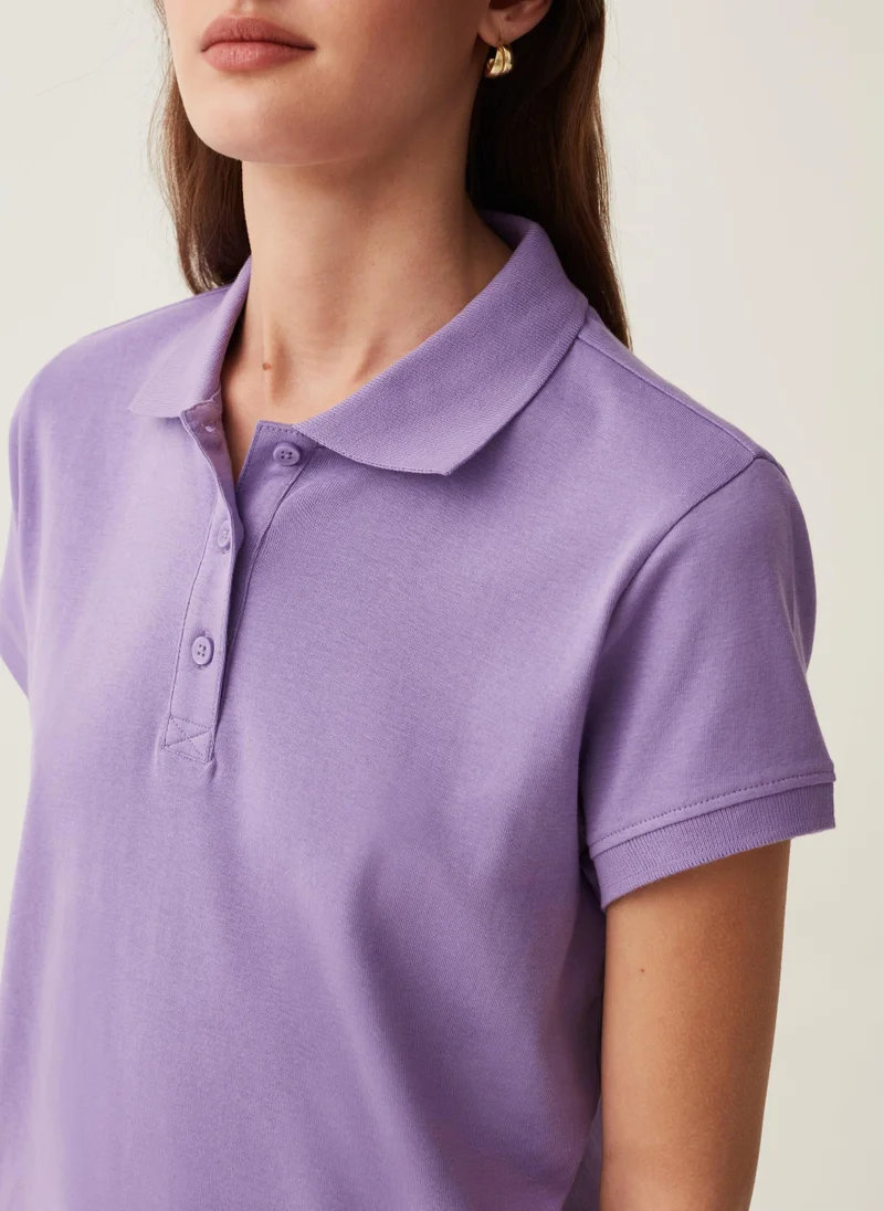 Ovs Ovs Solid Colour Cotton Polo Shirt