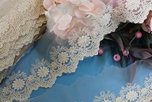 Bapna Cotton, Mesh Applique DIY Craft 5 Yard Trim Ribbon Lace for Sewing, Decor (Ivory, Small) - Image 3