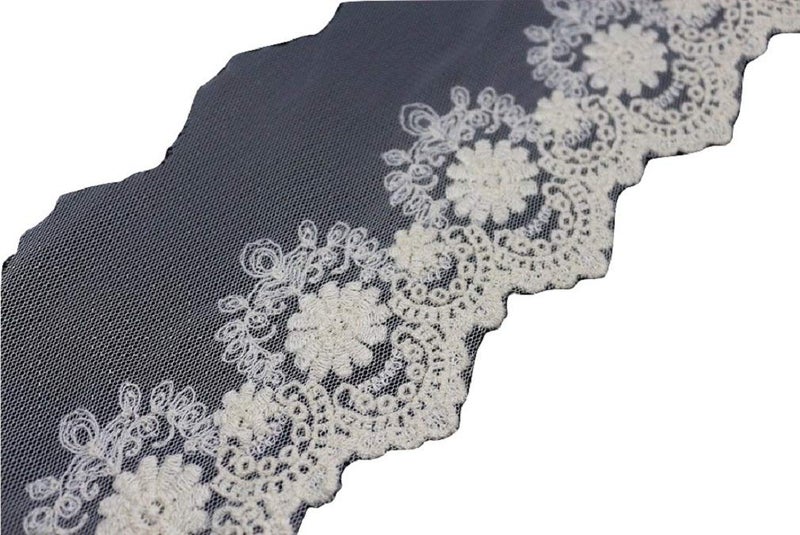 Bapna Cotton, Mesh Applique DIY Craft 5 Yard Trim Ribbon Lace for Sewing, Decor (Ivory, Small) - Image 1