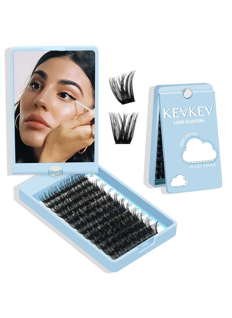 KevKev KevKev Lash Clusters 96 Pcs Cluster Lashes Special Spin Mirror Case DIY Lash Extension Soft & Comfortable Eyelash Clusters Thin Band Eyelashes with Mirror Easy to Apply (Cirrus,D-10-16mix) 