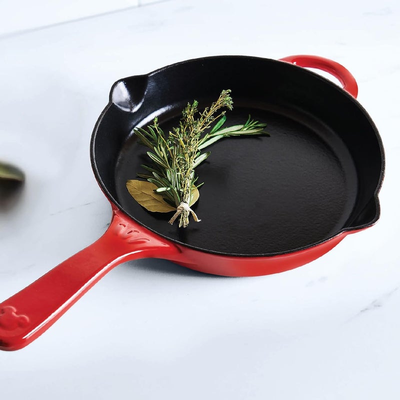 MEYER Meyer Disney Bon Voyage Enamel Cast Iron Frypan | Cast Iron Frying Pan | Iron Skillet | Iron Pan for Cooking | Fry Pan Gas and Induction Suitable, 26cm, Red  - Image 2