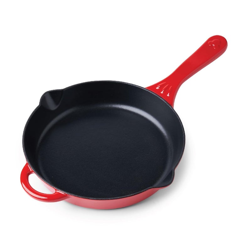 MEYER Meyer Disney Bon Voyage Enamel Cast Iron Frypan | Cast Iron Frying Pan | Iron Skillet | Iron Pan for Cooking | Fry Pan Gas and Induction Suitable, 26cm, Red  - Image 1