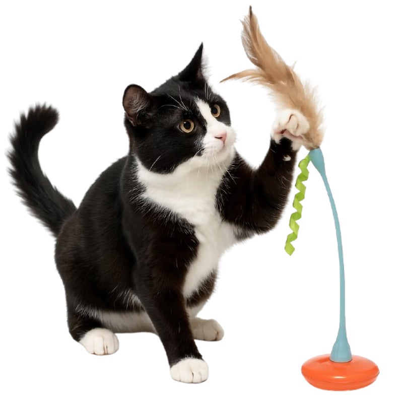 Petlinks Tippy Teaser Self Righting Feather Toy for Cats & Kittens, Rocks & Sways, Fun & Engaging Play - Multi Color, One Size - Image 1