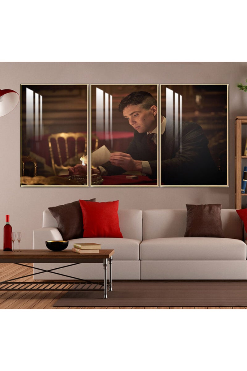 ماركتنا ثلاث لوحات جدارية خشبية بإطار وطبقة أكريليك شفافة - Image 1