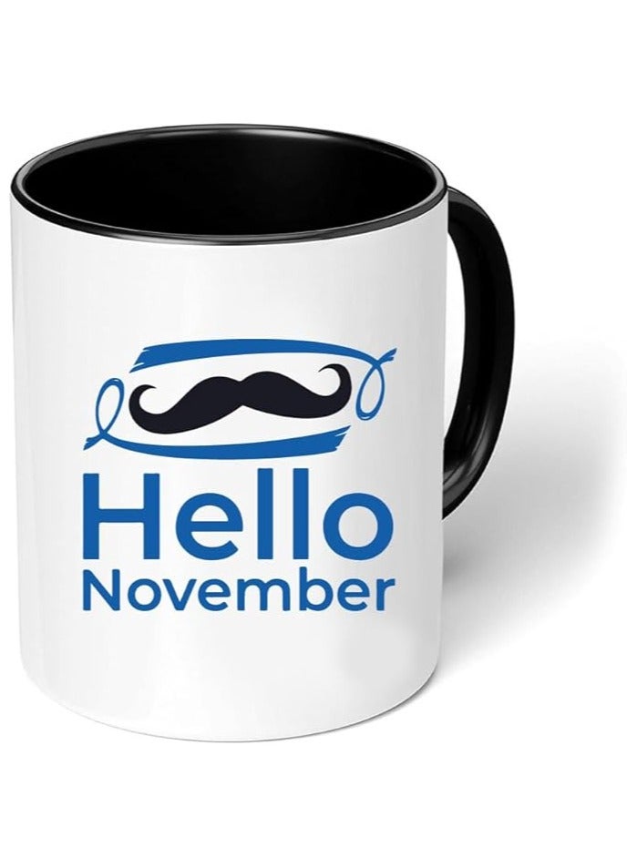 برينت شوب فور مي أكواب قهوة سيراميك للرجال من Movember، تحمل شعار سرطان البروستاتا، تحمل شعار التوعية الصحية، بتصميم شارب - Image 1