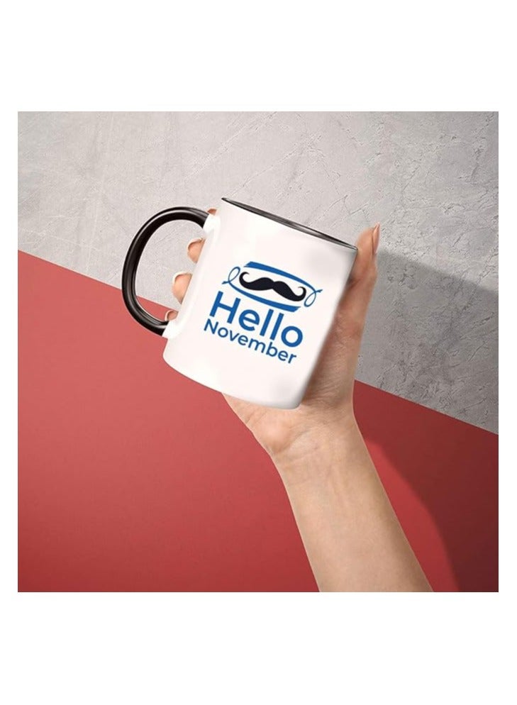 برينت شوب فور مي أكواب قهوة سيراميك للرجال من Movember، تحمل شعار سرطان البروستاتا، تحمل شعار التوعية الصحية، بتصميم شارب - Image 2