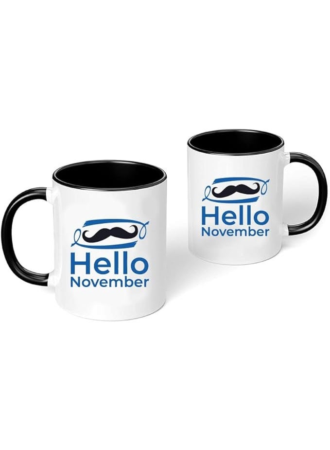 برينت شوب فور مي أكواب قهوة سيراميك للرجال من Movember، تحمل شعار سرطان البروستاتا، تحمل شعار التوعية الصحية، بتصميم شارب - Image 3