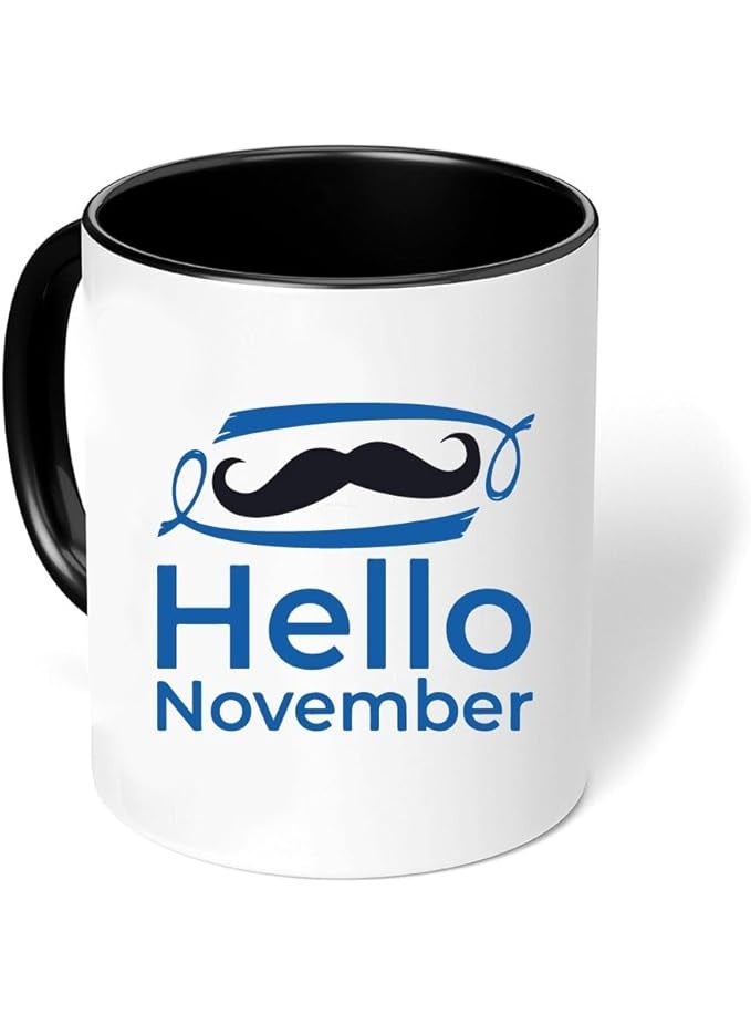 برينت شوب فور مي أكواب قهوة سيراميك للرجال من Movember، تحمل شعار سرطان البروستاتا، تحمل شعار التوعية الصحية، بتصميم شارب - Image 4