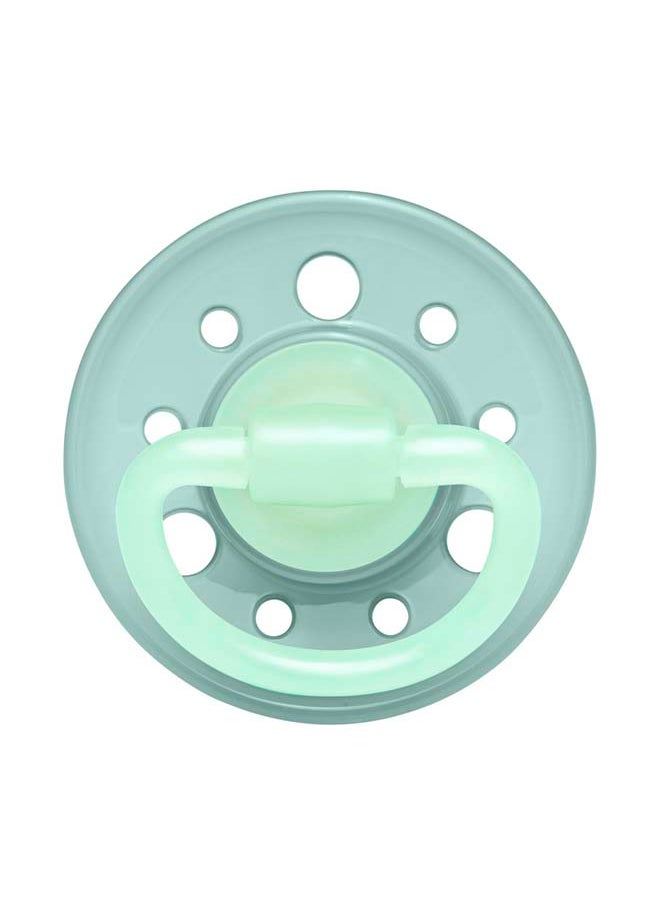 nip Cherry Glow The Dark Round Latex Soother, Narrower Round Teat Cherry Shape, Nursing Friendly, Size 1, From 0 Months, Latex, Grey And Blue, Pack Of 2  - Image 3