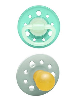 nip Cherry Glow The Dark Round Latex Soother, Narrower Round Teat Cherry Shape, Nursing Friendly, Size 1, From 0 Months, Latex, Grey And Blue, Pack Of 2  - Image 2