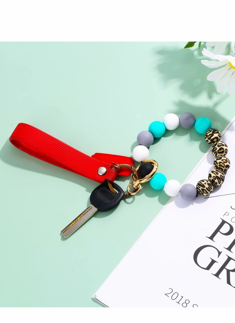 Excefore - Silicone Beads for Keychain Making, Key Ring Bracelet Womens Wristlet Car Keys - Beaded Bangle Chains with Leather Tassel Gifts - Image 1
