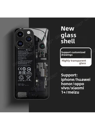 Circuit Board Phone Case For 13 14promax Creative 12 Cool 15 Model Glass Case Funny Digital Computer IPhone Protective Cover-Color:High Permeability Glass Shell-graphite Black -1044-Applicable Model - pzsku/Z1CE559A84D403857CA9FZ/45/1742521256/87471e05-2bcb-43fc-a4f6-9c716929901f