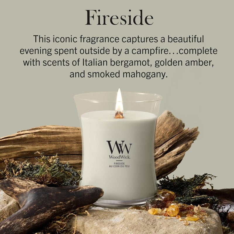 WoodWick Scented Candle, Fireside Medium Hourglass Candle, with Crackling Wick, Burn Time: Up to 60 Hours, Scented Candles Gifts for Women - Image 2