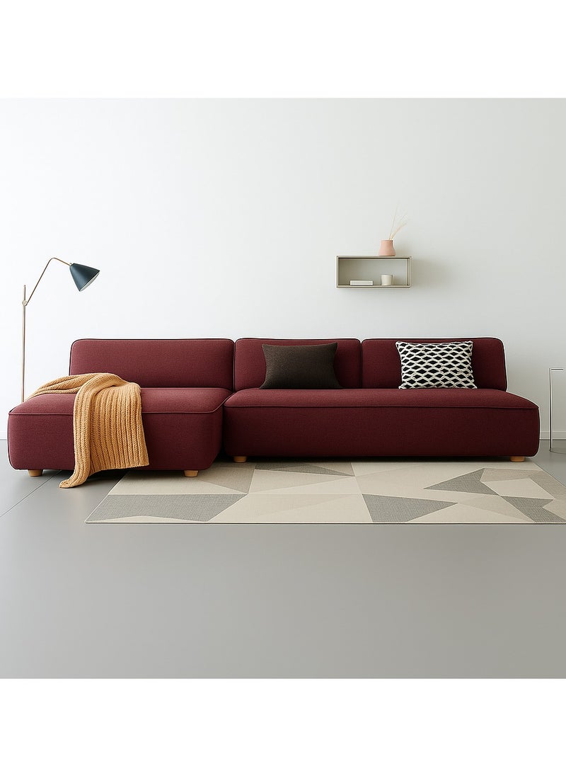 KARNAK Karnak Chelsea 3-Seater Luxury L-Shape Velvet Sofa with Free Pillows - Wine Red  - Image 1