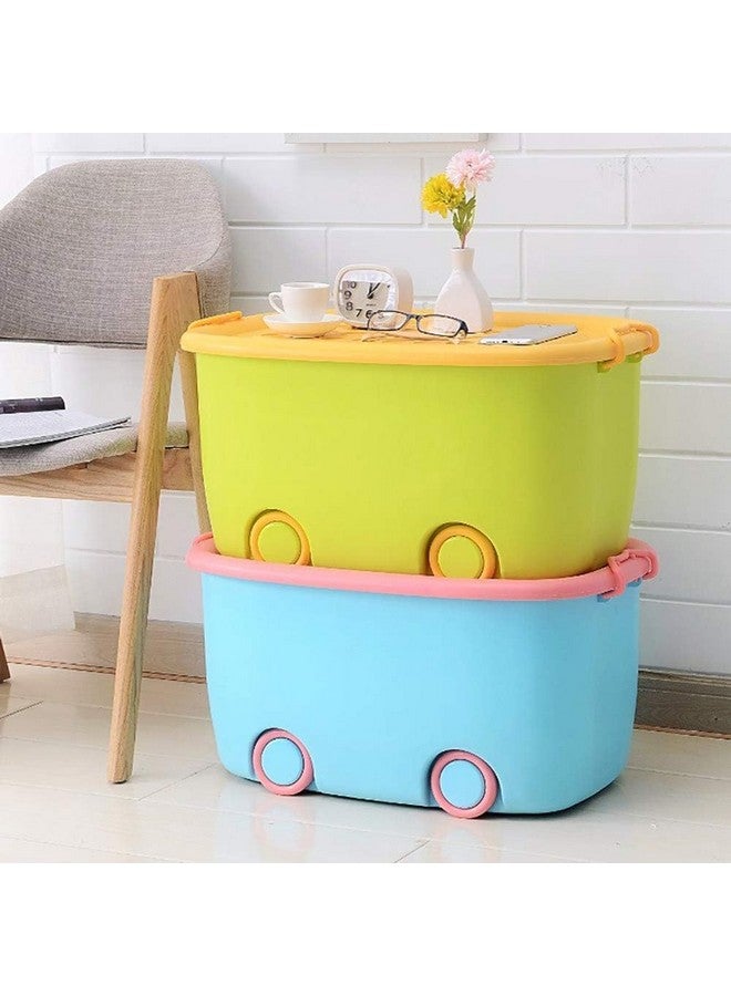 Ash & Roh Plastic Multi Color Storage Bins With Locking Lids, Handle & Wheels | Stackable Collapsible Storage Box | 25 Lit Container Organizer Toy Storage Box. (Pack Of 2) - Image 4