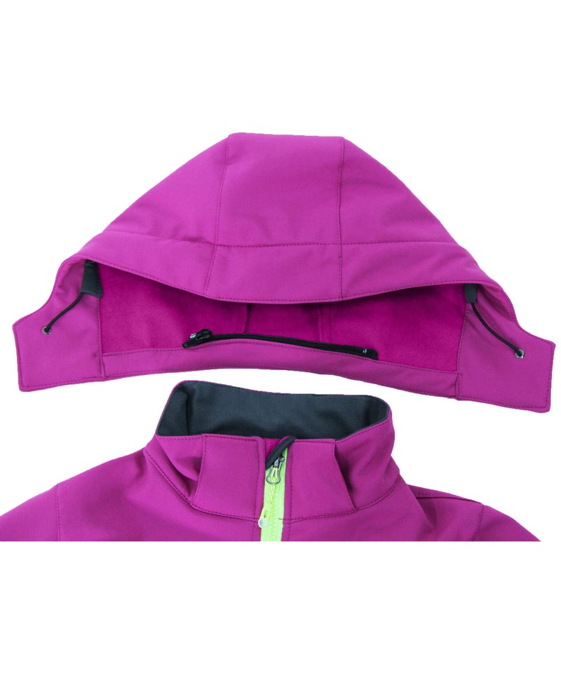 M2C Girls Hooded Waterproof Windbreaker Fleece Lined Softshell Jacket 4T Rose - Image 3