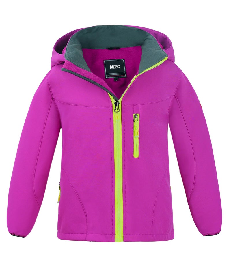 M2C Girls Hooded Waterproof Windbreaker Fleece Lined Softshell Jacket 4T Rose - Image 1