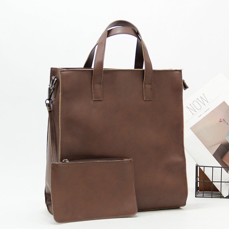 Mens Handbag Small Fashionable Briefcase Crazy Horse Leather Shoulder Bag Fashionable Large Capacity Crossbody Bag Coffee 