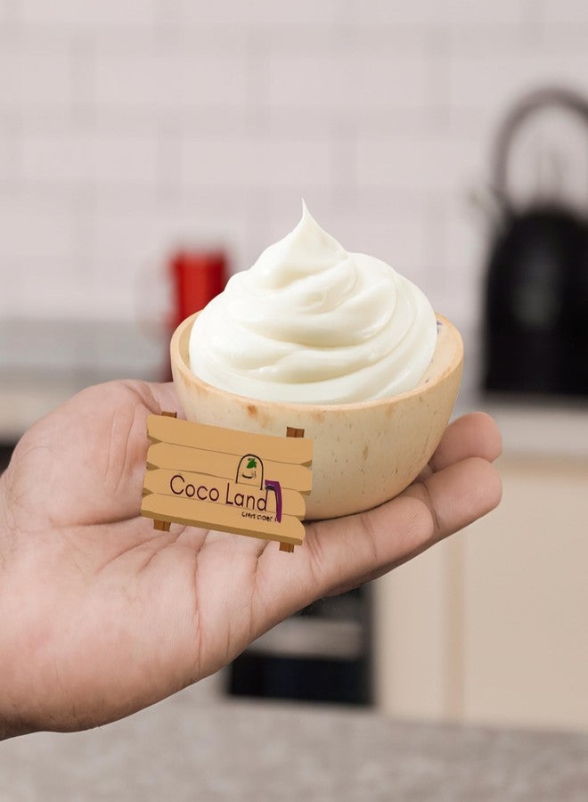 Coco Land White Coconut Shell Sausage Bowl (Small Size Pack of 1) 100 ml |Coconut Oil Polished Decorative Pots, Chutney,Pickle,Smoothie,Coffee,Tea Serving Bowl|Mixing Bowl,Natural Bowl,Eco Friendly - Image 4