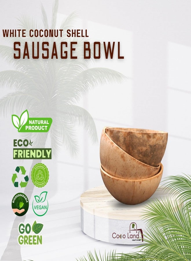 Coco Land White Coconut Shell Sausage Bowl (Small Size Pack of 1) 100 ml |Coconut Oil Polished Decorative Pots, Chutney,Pickle,Smoothie,Coffee,Tea Serving Bowl|Mixing Bowl,Natural Bowl,Eco Friendly - Image 2