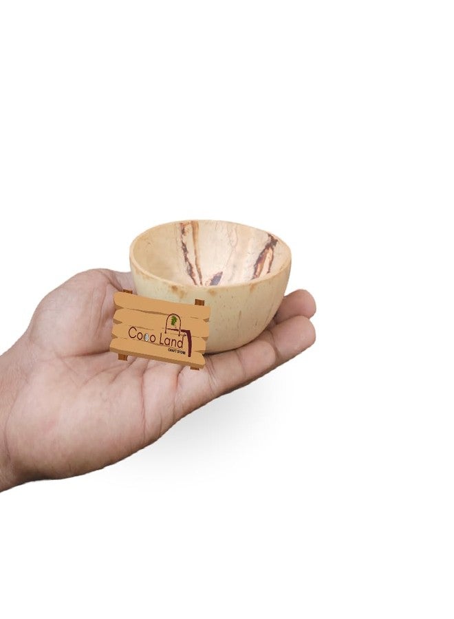 Coco Land White Coconut Shell Sausage Bowl (Small Size Pack of 1) 100 ml |Coconut Oil Polished Decorative Pots, Chutney,Pickle,Smoothie,Coffee,Tea Serving Bowl|Mixing Bowl,Natural Bowl,Eco Friendly - Image 1