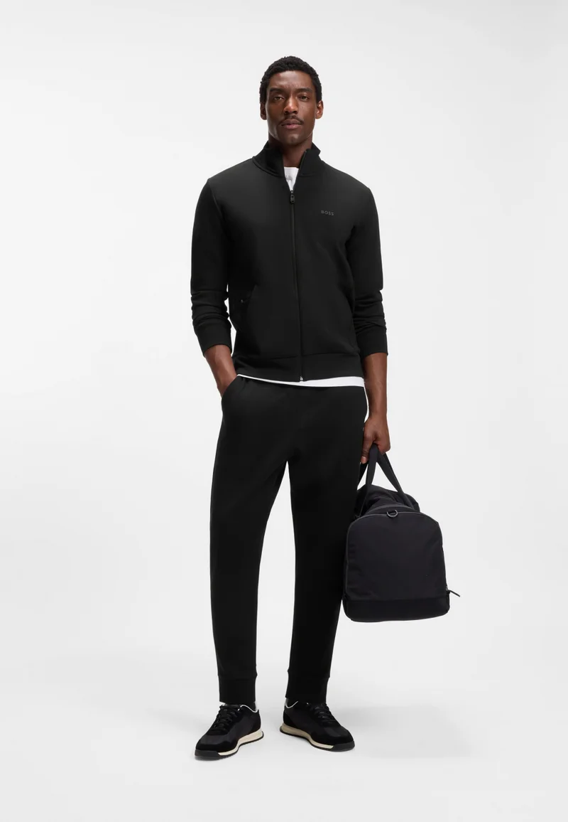 BOSS Black Stretch-cotton tracksuit bottoms with logo print for Men | Best Price UAE