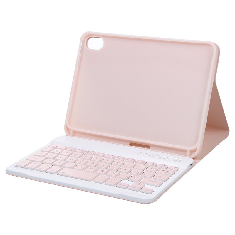 Portable BT Keyboard: Pink Separable Slim Design - Adjustable Stable Support Protective Case With Elastic Silicone Pen Slot for Tablet Work or Play - Image 1