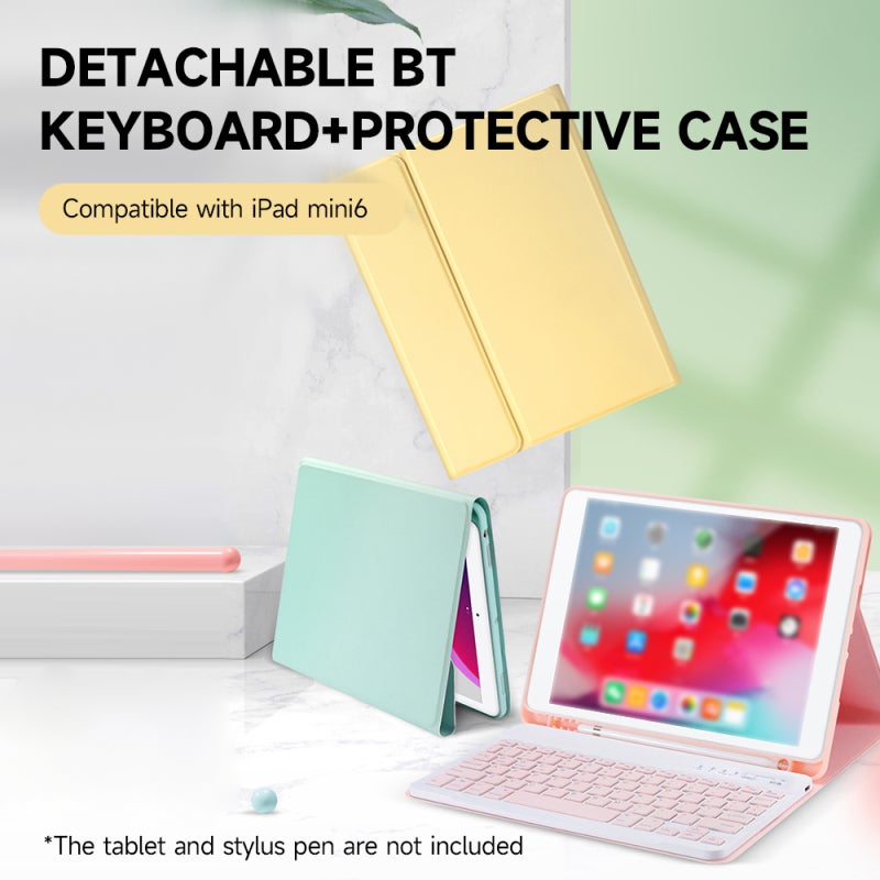 Portable BT Keyboard: Pink Separable Slim Design - Adjustable Stable Support Protective Case With Elastic Silicone Pen Slot for Tablet Work or Play - Image 2