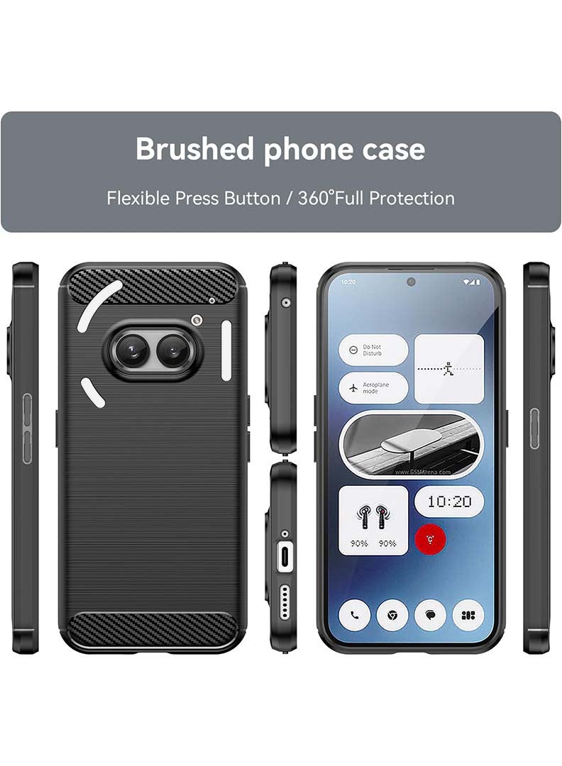 Case Up Case Compatible with Nothing Phone 2A/ 2A Plus, Premium Brushed Carbon Fiber Texture Cover [Camera Protection] Shockproof Soft Cover for Nothing Phone 2A/ 2A Plus, Black - Image 2