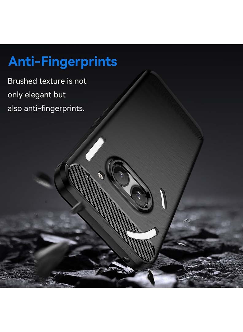 Case Up Case Compatible with Nothing Phone 2A/ 2A Plus, Premium Brushed Carbon Fiber Texture Cover [Camera Protection] Shockproof Soft Cover for Nothing Phone 2A/ 2A Plus, Black - Image 3