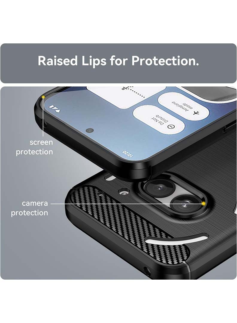 Case Up Case Compatible with Nothing Phone 2A/ 2A Plus, Premium Brushed Carbon Fiber Texture Cover [Camera Protection] Shockproof Soft Cover for Nothing Phone 2A/ 2A Plus, Black - Image 4