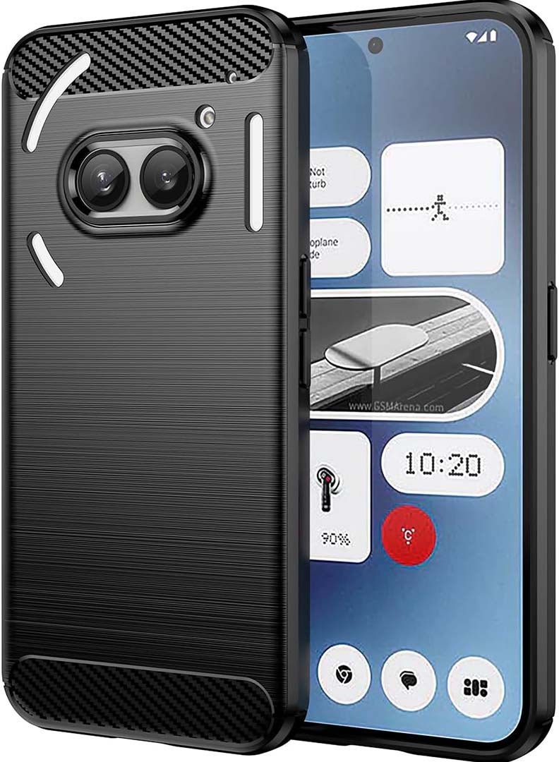 Case Up Case Compatible with Nothing Phone 2A/ 2A Plus, Premium Brushed Carbon Fiber Texture Cover [Camera Protection] Shockproof Soft Cover for Nothing Phone 2A/ 2A Plus, Black - Image 1