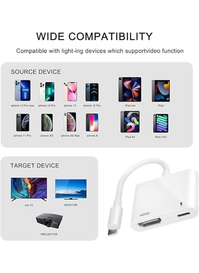 Generic Apple MFi Certified Lightning to HDMI Adapter – 1080P HD Video Sync Cable with Charging Port for iPhone 14/13/12/11/X/8/7/iPad to HDTV/Projector  - Image 5