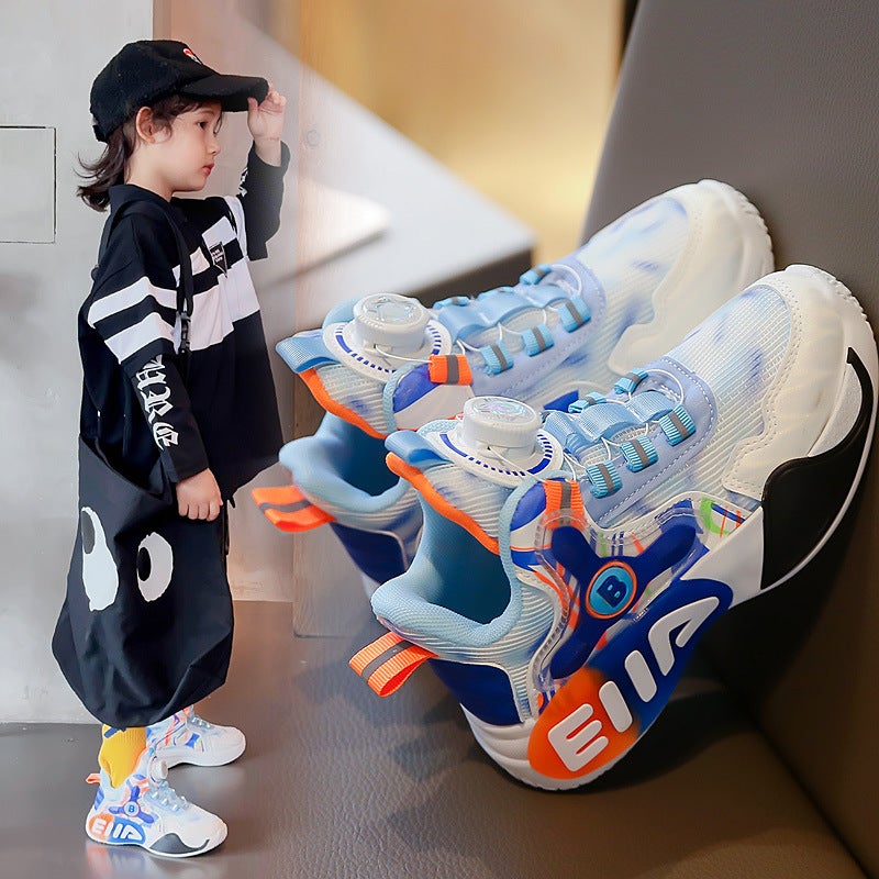 Boys' shoes 2024 spring and summer new children's mesh breathable sneaker medium and big children girls' rotating buckle basketball shoes fashion  - Image 4