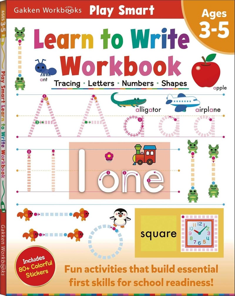 Play Smart Learn to Write Workbook: Ages 3-5: Tracing, Letters, Numbers, Shapes - Image 1
