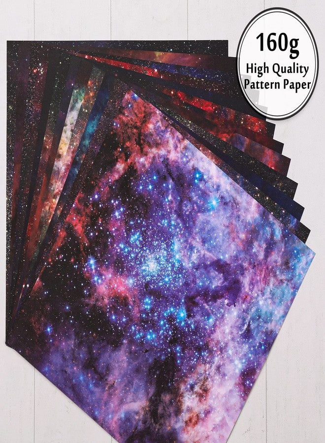 Whaline حزمة ورق نمط المجرة من واهلين 24 قطعة: 30x30 سم مزدوجة الوجه، مربعة، ناعمة، زرقاء، بنفسجية، سوداء - ورق حرفي، ورق زينة، ورق نمط، حرف، ألبوم قصاصات - Image 5