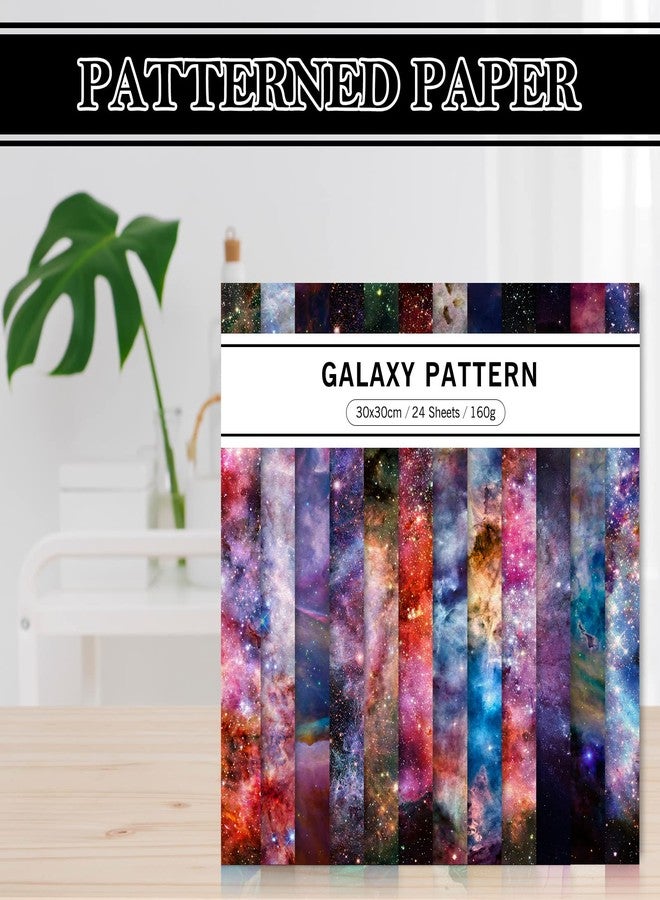 Whaline حزمة ورق نمط المجرة من واهلين 24 قطعة: 30x30 سم مزدوجة الوجه، مربعة، ناعمة، زرقاء، بنفسجية، سوداء - ورق حرفي، ورق زينة، ورق نمط، حرف، ألبوم قصاصات - Image 4