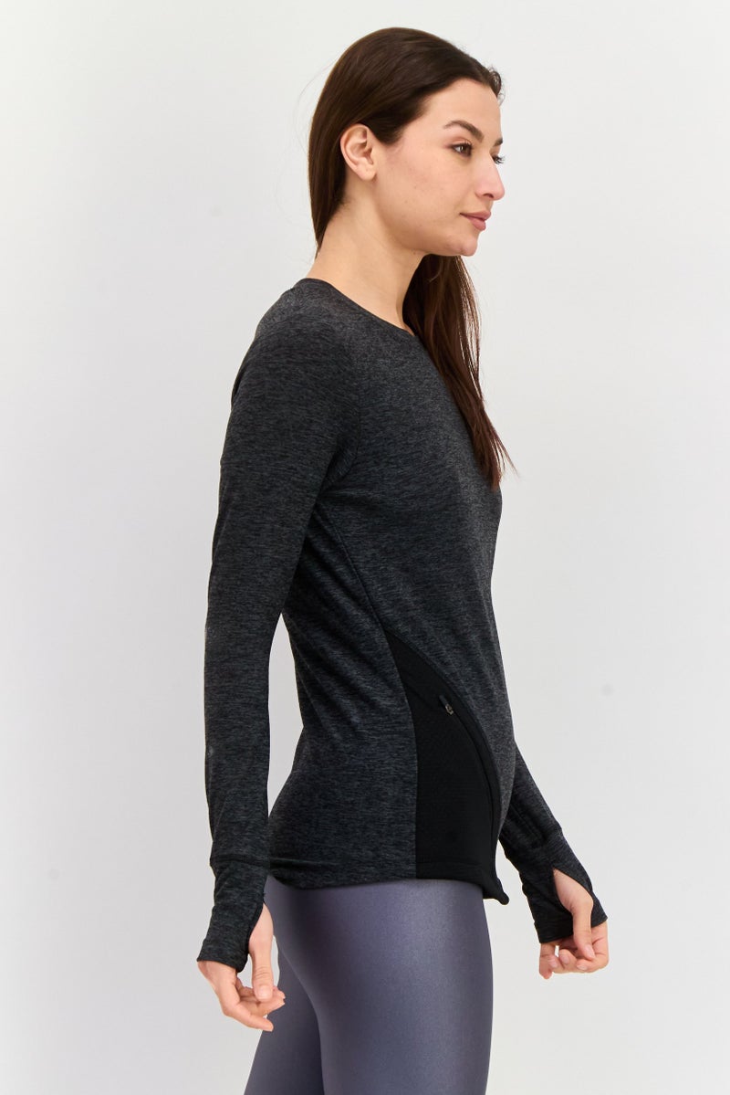 NINE WEST Women Sportswear Fit Long Sleeves Training Top, Dark Grey  - Image 2
