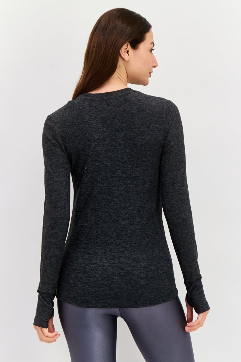 NINE WEST Women Sportswear Fit Long Sleeves Training Top, Dark Grey  - Image 3