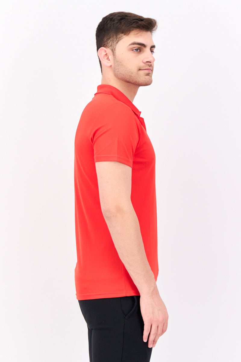 PUMA قمصان بولو تدريبية قصيرة الأكمام للرجال بتصميم نحيف، أحمر - Image 2