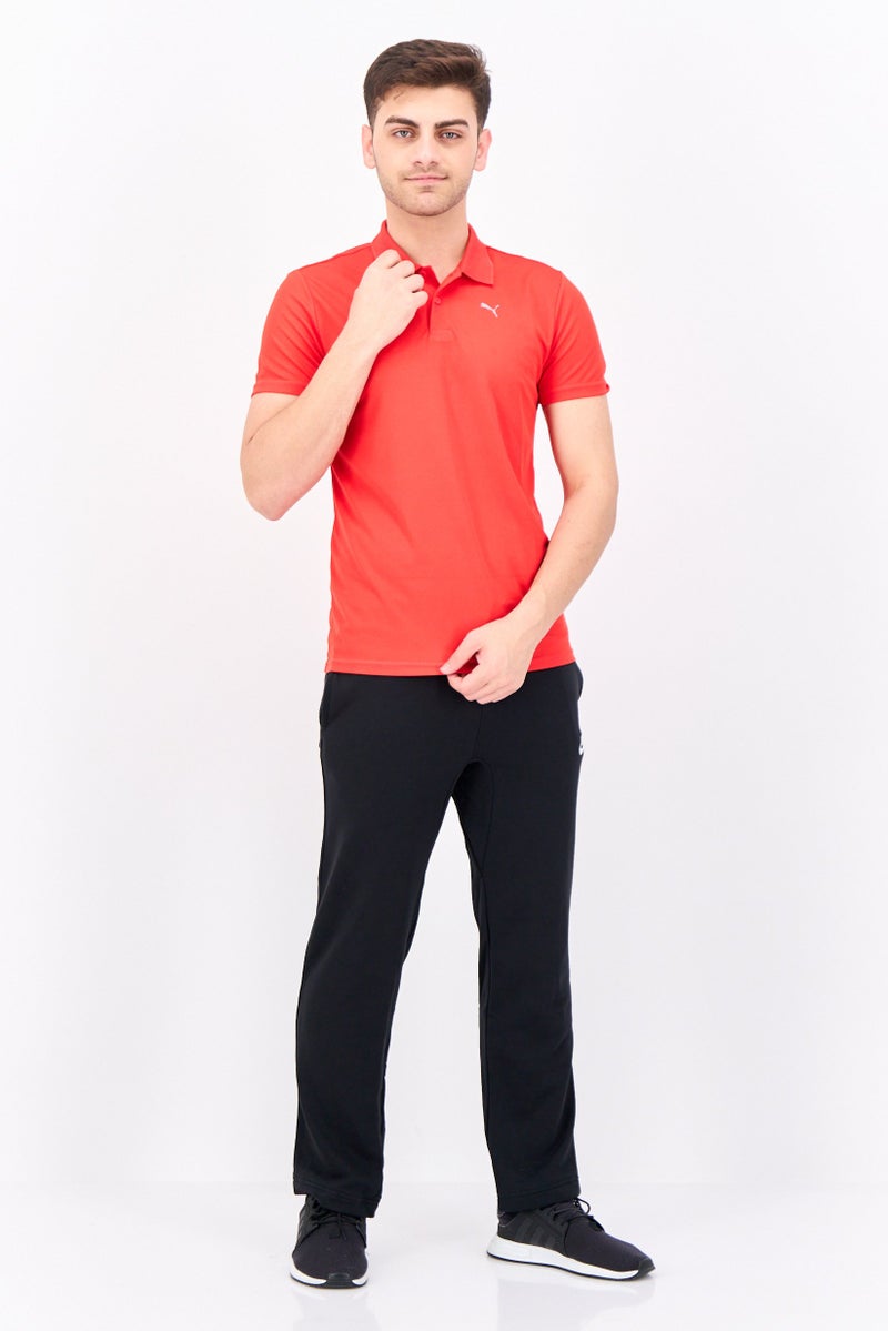 PUMA قمصان بولو تدريبية قصيرة الأكمام للرجال بتصميم نحيف، أحمر - Image 4