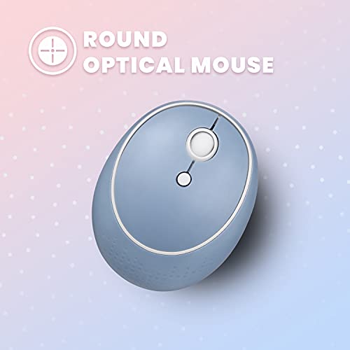 Perixx PERIDUO-713BL Wireless Mini Keyboard and Mouse Combo - Retro Round Key Caps - Pastel Blue - US English Layout (11909) - Image 5