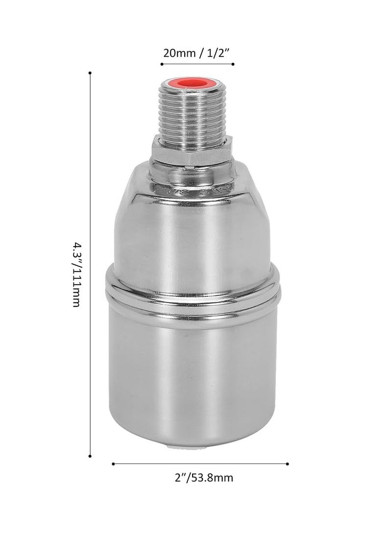 Excefore 1/2" Water Float Valve, 304 Stainless Steel Fully Automatic Water Level Control Float Valve, Auto Shut Off Ball Mini Float Valve, Suirtable for Water Tank, Water Towers  - Image 2