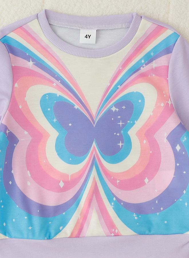 Take Two Girl's Graphic Print Long Sleeve T-shirt With Flare Pants Set - Image 3